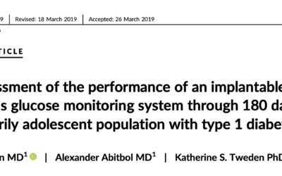 First assessment of the performance of an implantable continuous glucose monitoring system through 180 days in a primarily adolescent population with type 1 diabetes